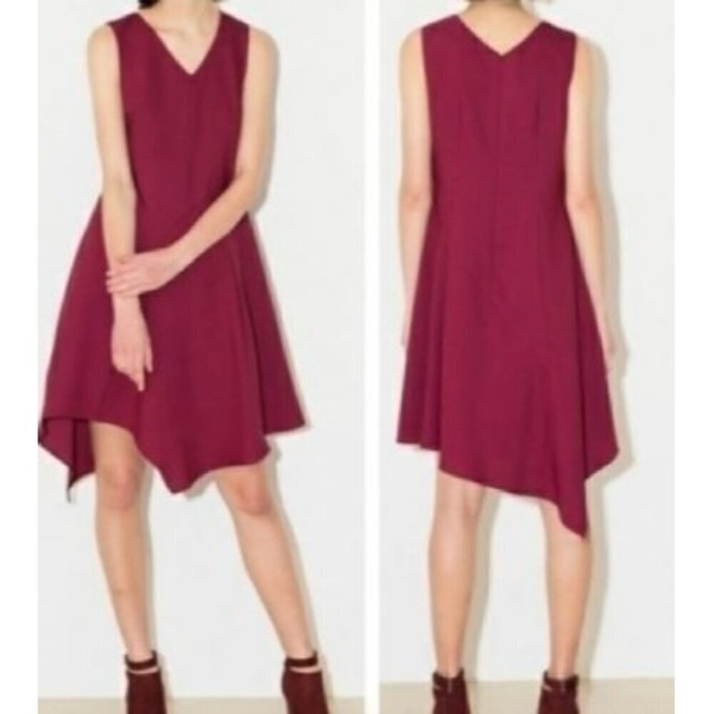 NEW! Snidel Burgundy Sleeveless Handkerchief Hem Dress Women's Size Medium